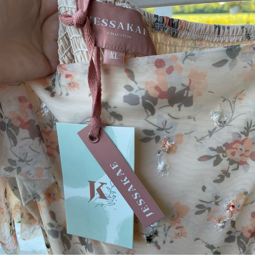 JessaKae Blush Floral Ruffle Maxi Dress - Picture 4 of 5